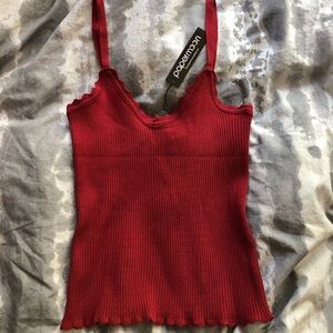 NWT Red Lettuce Hem Tanktop